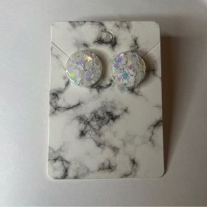 Round Snowflake White Studs